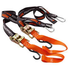 Load image into Gallery viewer, KTM Ratchet Soft Loop Tie Downs with Clips Black/Orange
