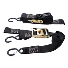 Load image into Gallery viewer, Rider Cargo Ratchet Soft Loop Wide Tie Downs W/Carabiner Black
